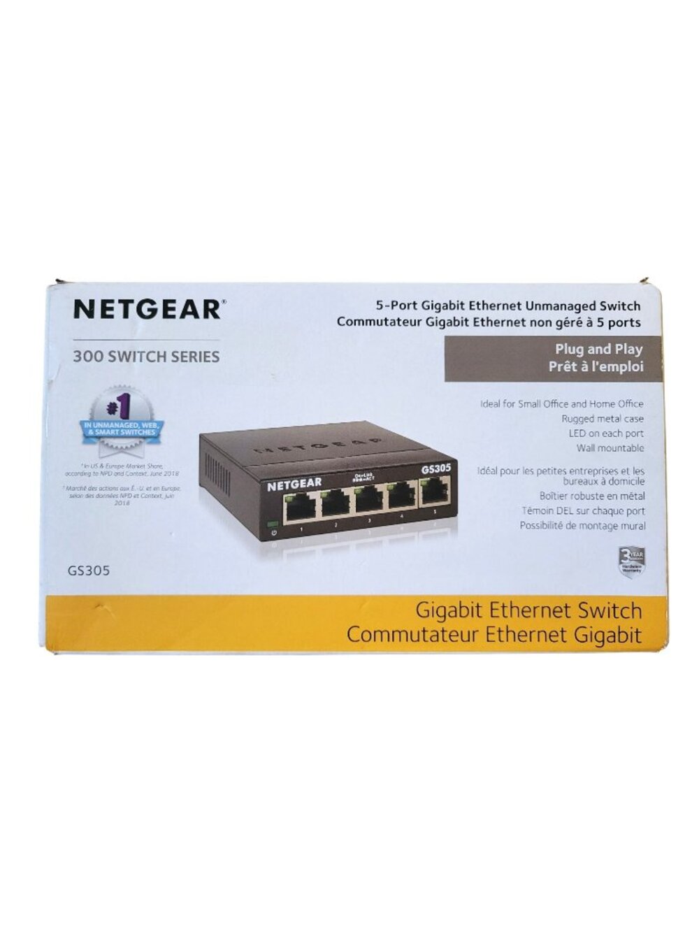 NETGEAR GS305300PAS 5 Port Gigabit Ethernet 300 Switch Series